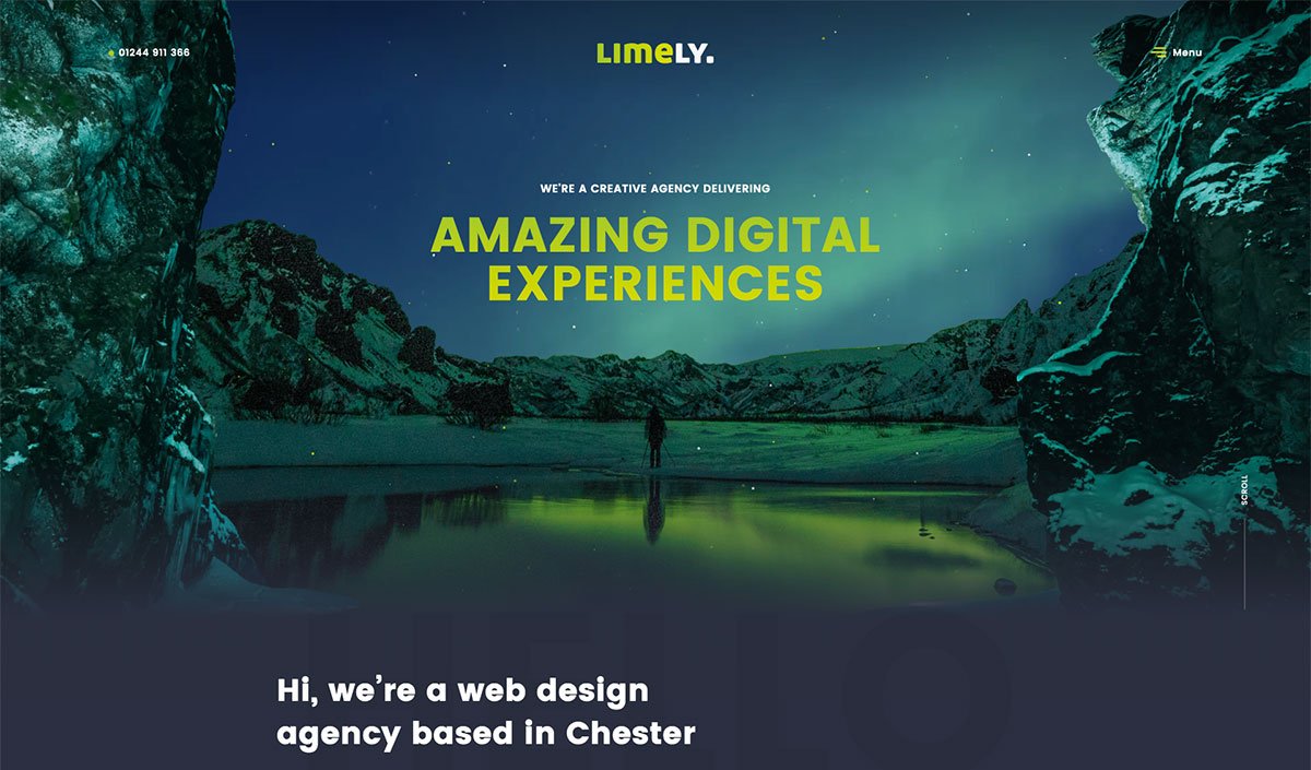Web design example of the Limely homepage